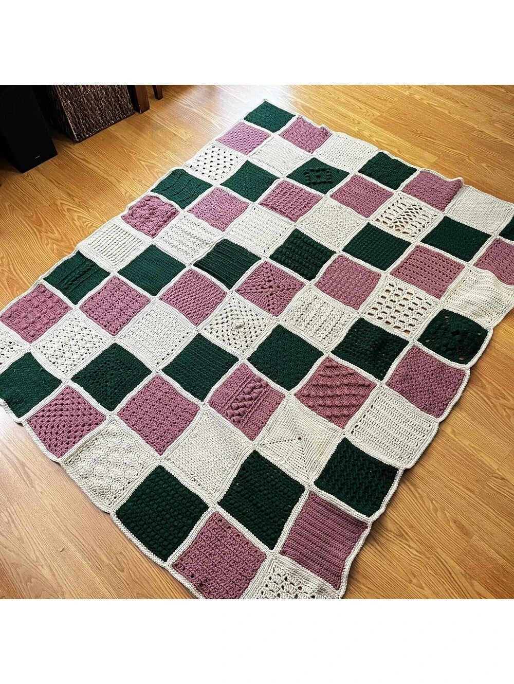 VTG Handmade Crochet Afghan Blanket 72x57